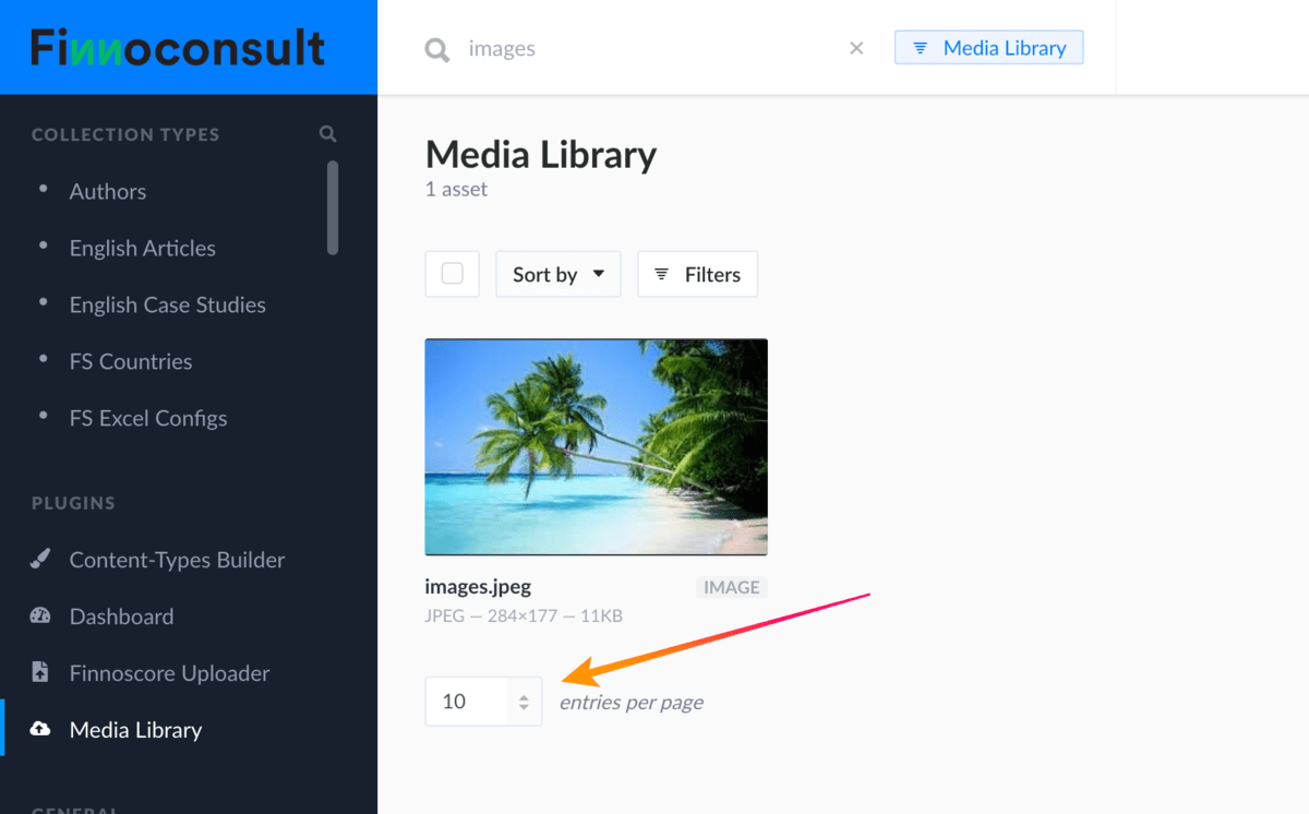 extend entries per page in strapi media library